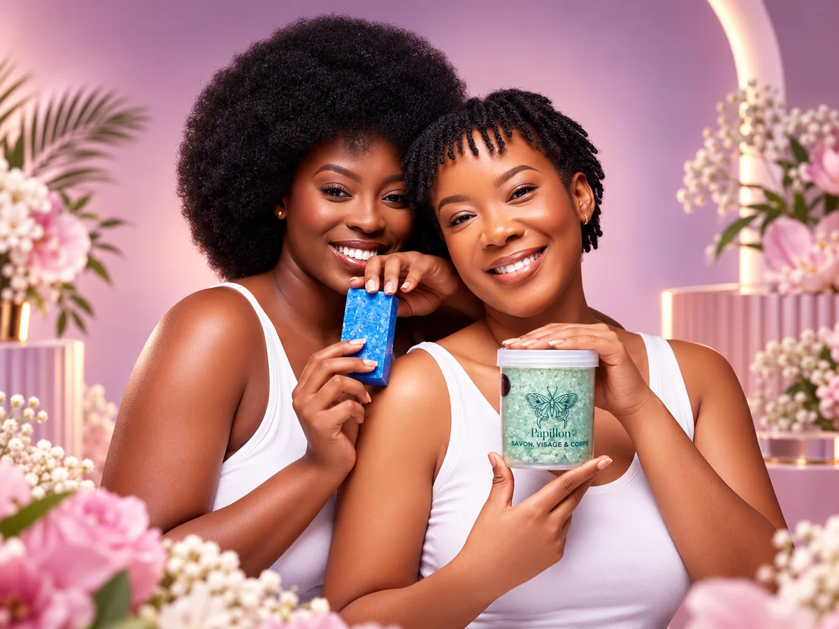 Deux femmes souriantes présentent les soins Papillon